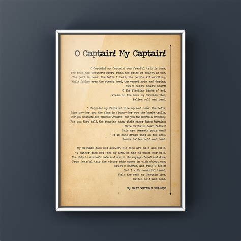 O Captain My Captain Poem by Walt Whitman Poster Print | Etsy