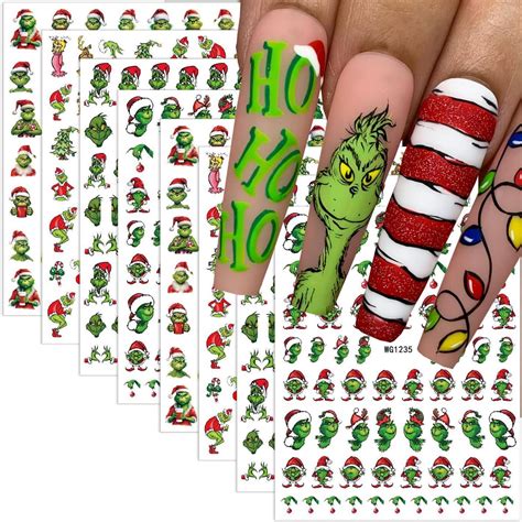 Amazon.com: Christmas Cute Nail Stickers for Nail Art Christmas Cute ...
