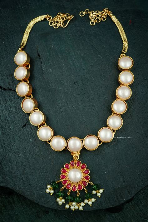 Venmani Necklace | Stylish gold plated necklace with modern pendant ...