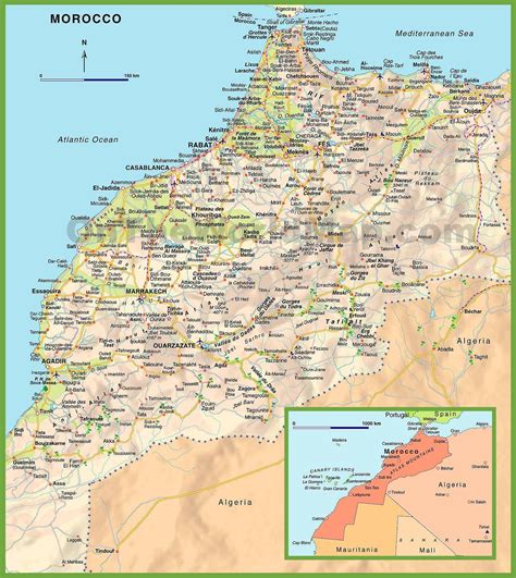 Detailed Political Map Of Morocco - Ezilon Maps