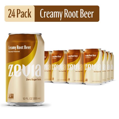 Zevia Zero Sugar, Creamy Root Beer Soda Pop, 12 Fl Oz (Pack of 24 ...