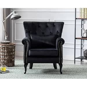 Woodspcace Dukan Black Velvet Scalloped Back Armchair - Modern Channel ...