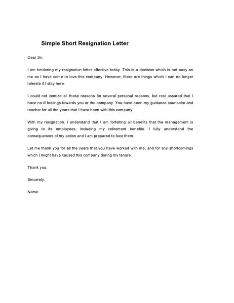 30+ Short Notice Resignation Letters (FREE) - TemplateArchive