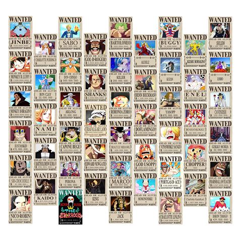 Linyanjun Anime One Piece Wanted Wall Collage Postcard Kit 50pcs ...