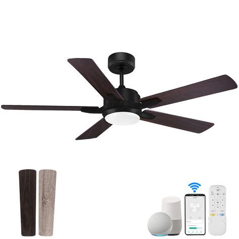 52” Smart Ceiling Fan with Lights Remote Control,Quiet DC Motor,Outdoor ...