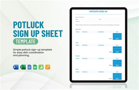 Potluck Sign Up Sheet Template Google Docs