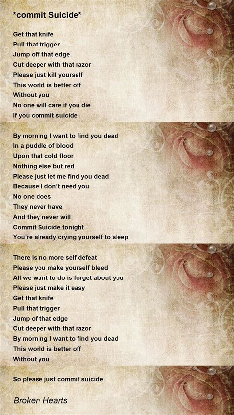 *commit Suicide* - *commit Suicide* Poem by Broken Hearts
