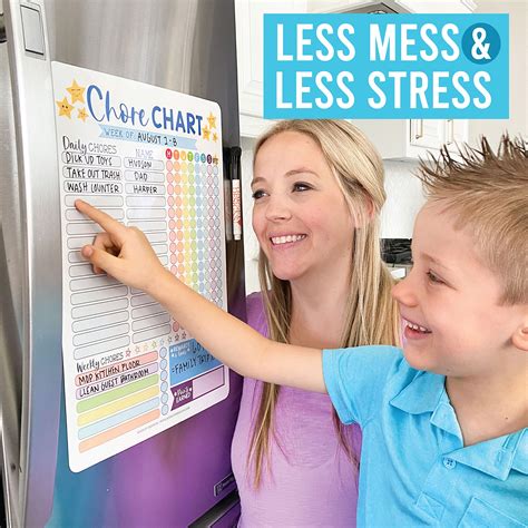 Colorful Dry Erase Chore Chart for Multiple Kids, Chore Reward Chart ...