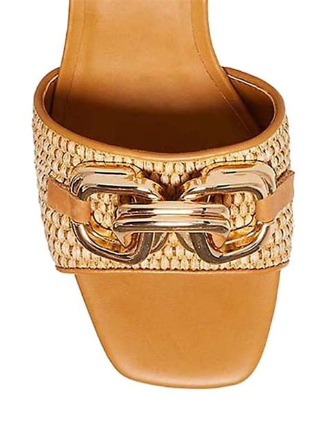 Santana Woven Raffia Block-Heel Sandals