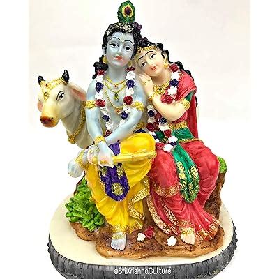 Buy Sri Krishna Culture-Sitting Radha Krishna Idol with Cow-Hindu God ...
