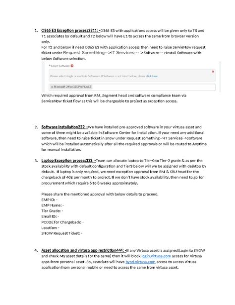 Mop New Notes - LNM - 1. O365 E3 Exception process2211: -O365 E3 with ...