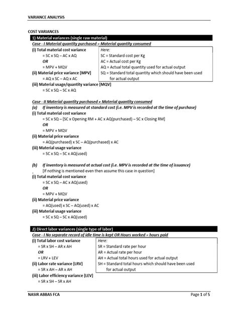 Variance Formulas | PDF