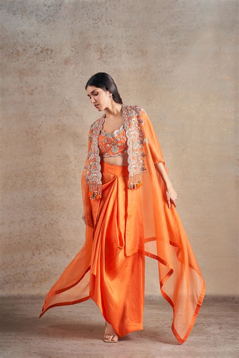 Stotram - Coral Pearl Work Cape Set - Elahe