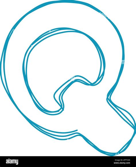 Alphabet Q letter hand drawn outline stroke drawing illustration element art for education Stock ...