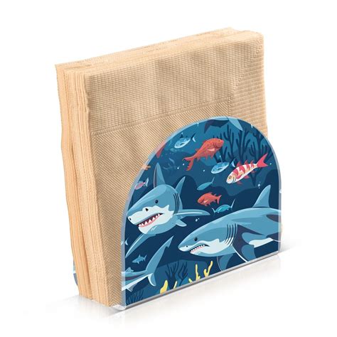 Cartoon Sharks Underwater Napkin Holder for Table Acrylic Clear Tissue ...