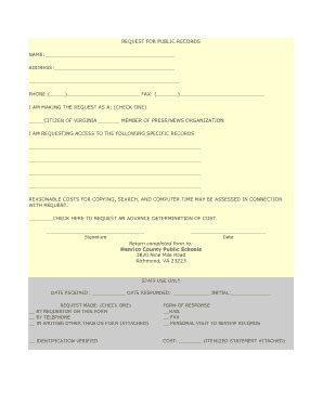 Virginia Public Records Request Form - Blank Fillable Template | Fill ...