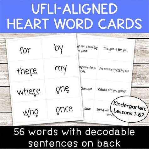 Ufli-aligned Irregular Heart Word Cards: Kindergarten | Sentence on ...