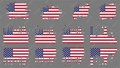 Premium Vector | American flag silhouette grunge usa flag set vector ...