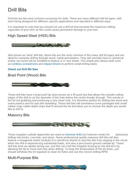 Image result for Different Drill Bit Types