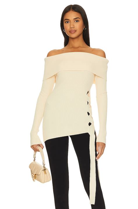 Camila Coelho Paton Off Shoulder Sweater in Ivory | REVOLVE