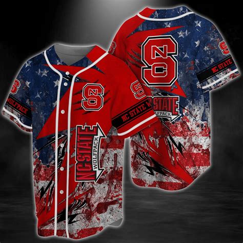 235 Nc State Wolfpack Ncaa 3 Baseball Jersey Shirt Us Flag - Hearthtops ...
