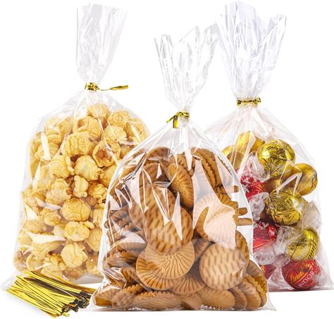 Amazon.com: LOKIQNG Cellophane Bags Plastic Gift Bag Clear Cookie Treat ...