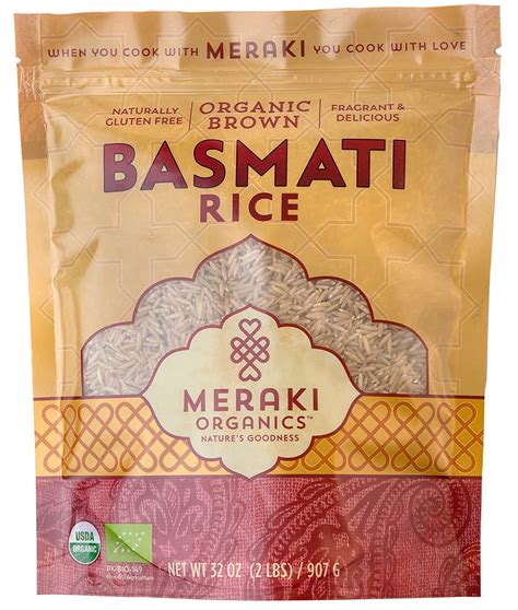 Buy Meraki ORGANIC BROWN BASMATI Rice 2 LB Bag - Pleasant Aroma ...