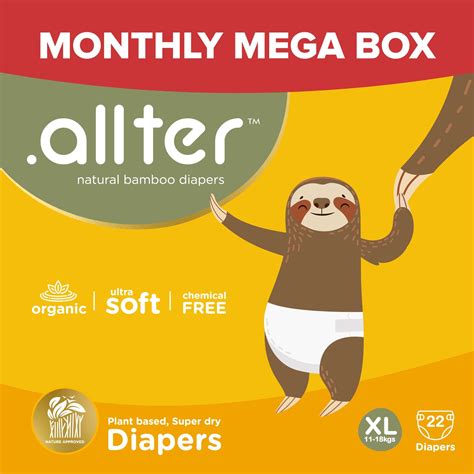 Buy .allter Organic Bamboo Diapers– Medium Size (5-8 kgs) 28 Count ...