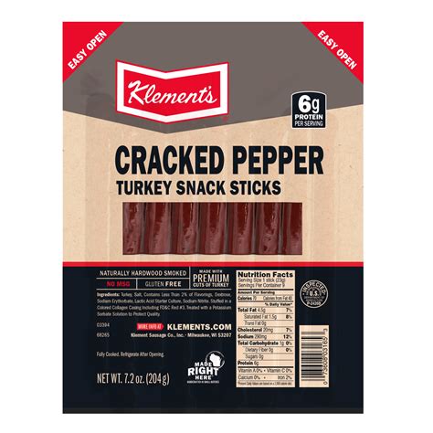 7.2 OZ Cracked Pepper Turkey Snack Sticks - Klement's