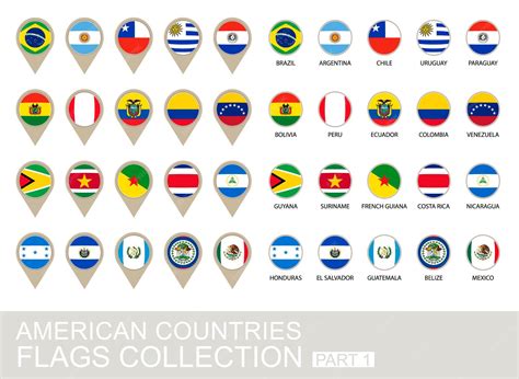 Premium Vector | American countries flags collection, part 1 , 2 version