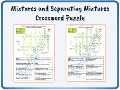 Mixtures and Separating Mixtures - Crossword Puzzle Worksheet Activity ...
