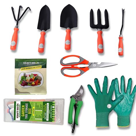 Kraft Seeds Gardening Tool Kit - 9 Pcs (Cultivator, Fork, Trowels ...