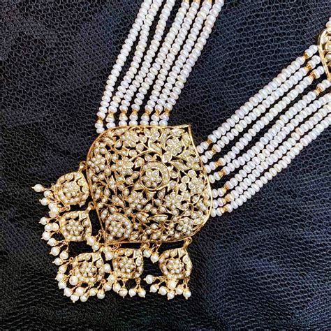 Jadau Rani Haar with Pearls | Pearl Jewellery Sets | Gold Plated