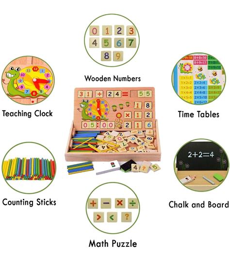 Educational Wooden Arithmetic Toy Box with Digital Number Math Blocks ...
