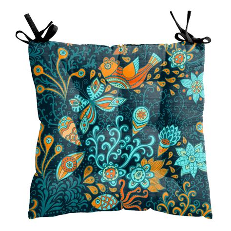 MUKESH HANDICRAFTS Flower Printed Square Chair Pads/Seat Cushions with ...