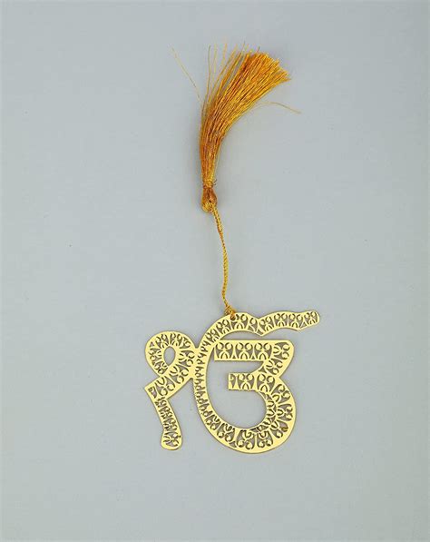 ADORAA's Punjabi Ik Onkar Symbol Golden Brass Metal Bookmark with ...