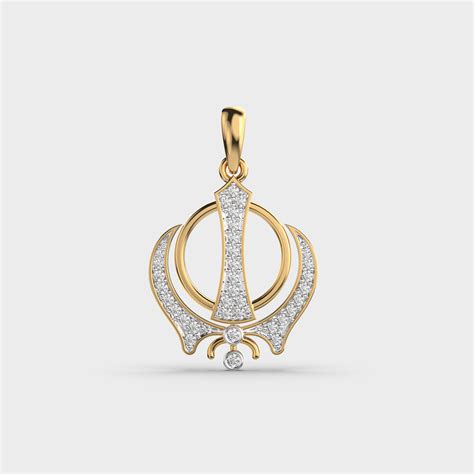 Khanda Diamond Pendant - Religious Gold And Diamond Jewellery
