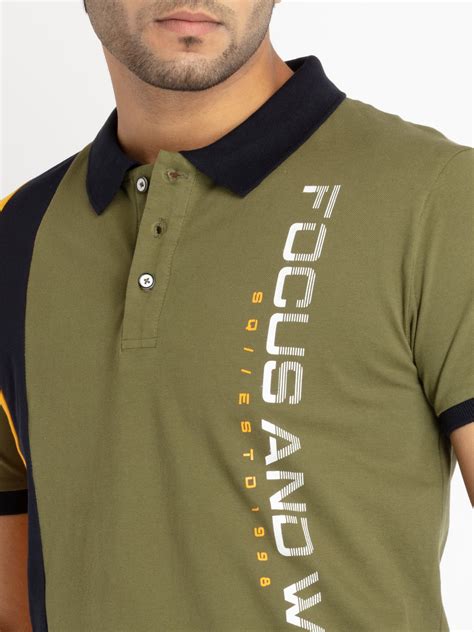 Buy Olive Printed Polo T Shirt - Polo Collar Tees | Status Quo