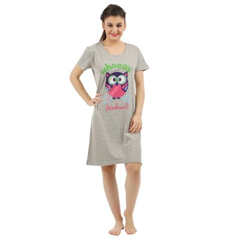 Buy MIDAAS Womens Cotton Short Nighty Grey at Amazon.in