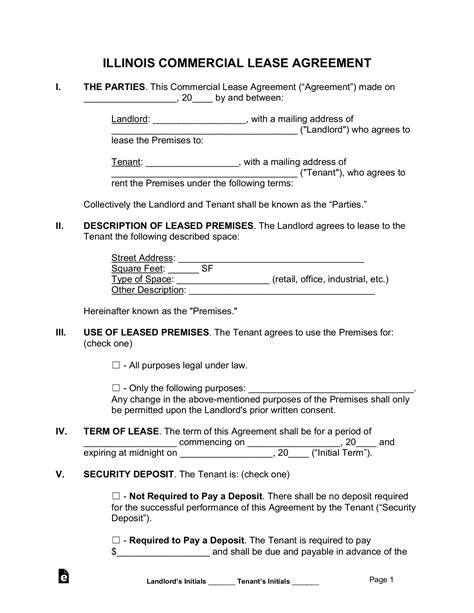 Free Illinois Commercial Lease Agreement Template - PDF | Word – eForms