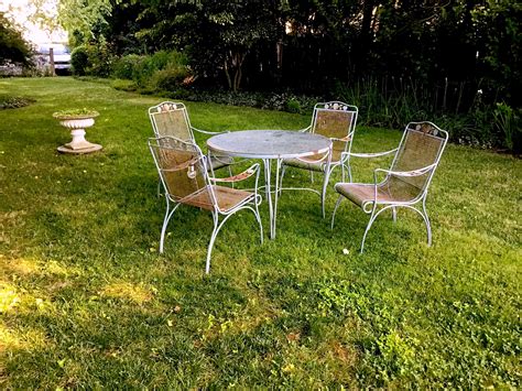 Woodard Style Wrought Iron Patio Set Regency Garden Furniture Mid ...
