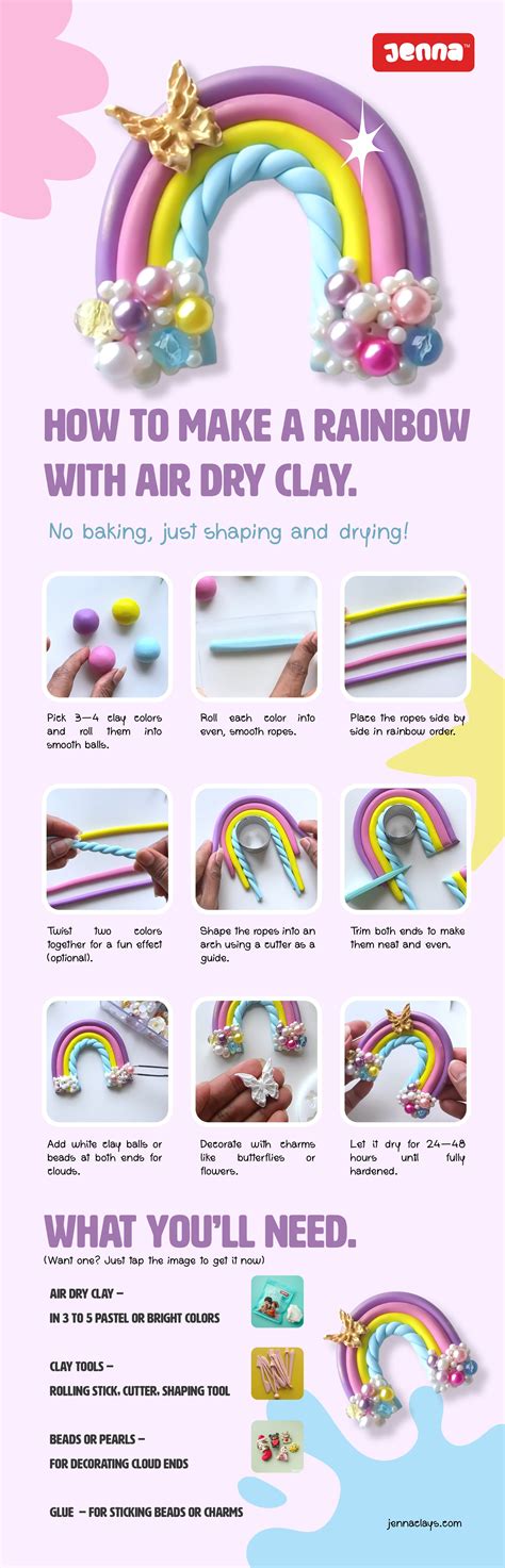 🌈 Make Your Own Rainbow with Air Dry Clay – No Oven, Just Fun! – Jennaclays