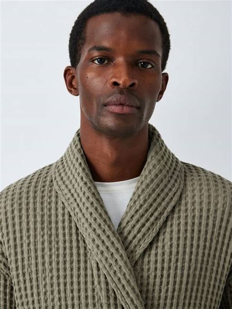 John Lewis Cotton Waffle Robe, Green Mid