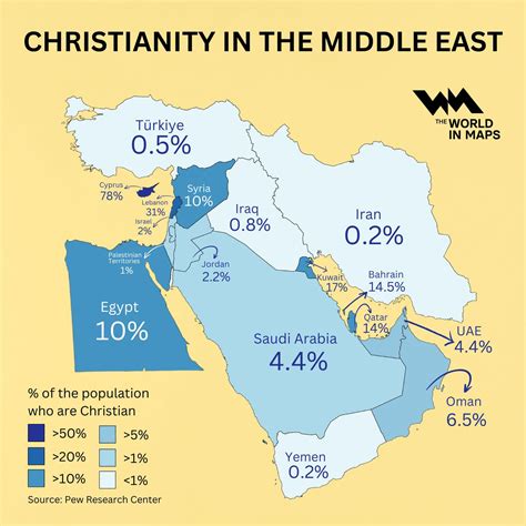 Christianity in The Middle East - Brilliant Maps in 2025 | Middle east, World geography, Map