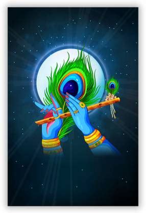 Hindu God Lord Krishna Peacock Feather Digital Poster With Uv Textured ...