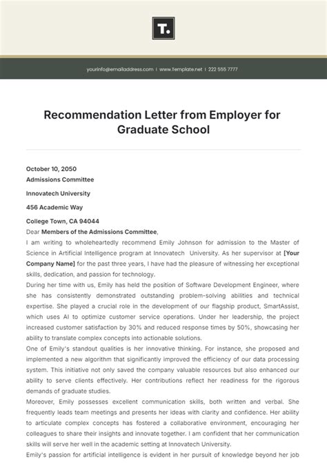 Recommendation Letter Template For Graduate School - astra.edu.pl