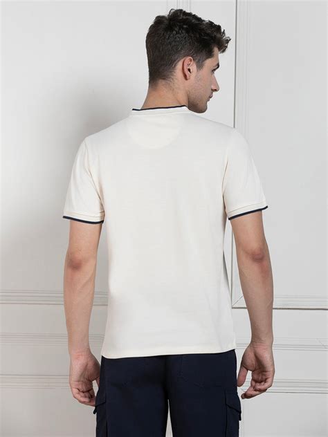 Men's Ecru Polo Collar Solid Regular Fit T-Shirt – DENNIS LINGO