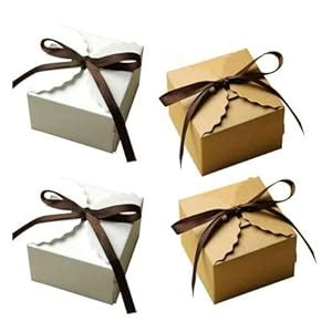 BAKEFY Kraft Paper Gift Boxes Pack Of 50 Piece, Size 3X3X2 Inch Cake ...