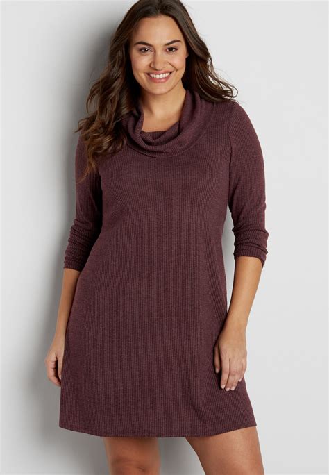 plus size ribbed knit dress with cowl neck (original price, $44.00 ...