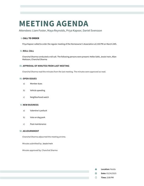 Business Meeting Agenda Templates Download in Word (.docx)
